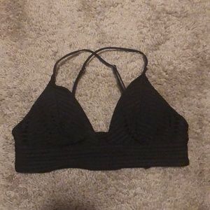 Black ribbed swimsuit top